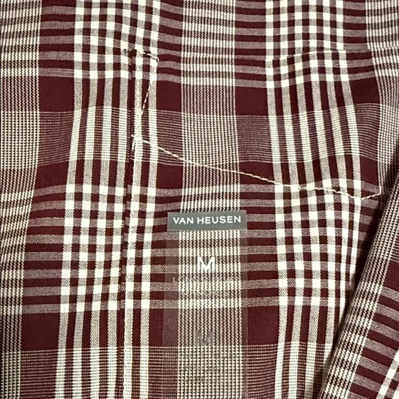 Van Heusen Maroon Plaid Men's Shirt - Picture 5 of 6